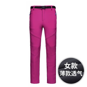 Thickened Fleece Winter Outdoor Waterproof Windproof Hiking Skiing Trousers Men Women Soft Shell Pants Mountain Climbing Cold Proof