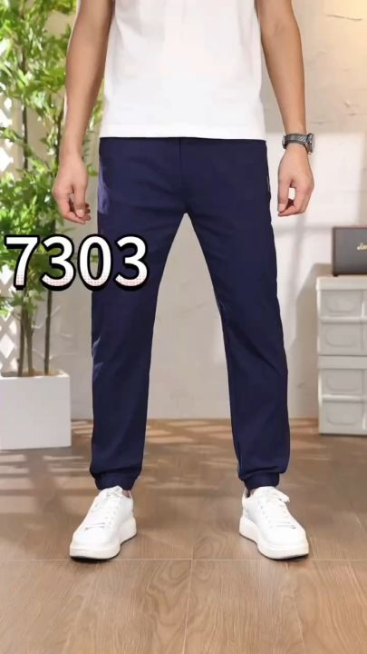 Deep Blue Joggers Pants Plain Fashion Trend Korean Style