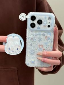 CANYU | Light Blue Snowflakes Miffy Rabbit Magnetic Bracket Case Protective Shell