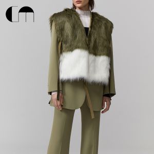 Avocado Green Autumn Winter Fur Vest
