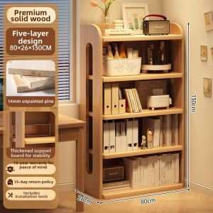 MOLORE | Corner Narrow Pine Bookshelf Storage Cabinet