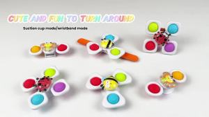 3pcs/Set Suction Cup Spinning Top Cartoon Animal Spinner Toys or with Watch Band Funny Bath Baby Educational Fidget Toy Kid Gift