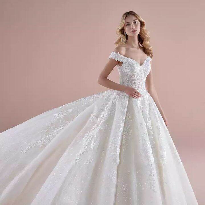 Luxury Wedding Dress Organza And Lace With Princess Ball Gown