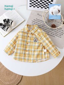Hamqi | Spring & Autumn Pure Cotton Plaid Long Sleeve Shirt for Boys