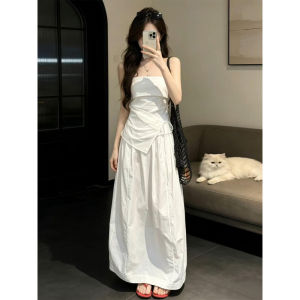 LIRUSHAN | Fashionable Beach Vacation White Bustier Dress