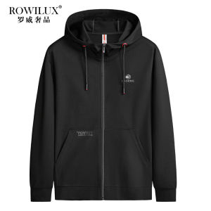 ROWILUX เสื้อแจ็คเก็ตสเวตเตอร์คอวีทรงหลวมสำหรับผู้ชาย สีแดงเข้ม ทรงหลวม แขนยาว ปกโปโล ทรงหลวม ฤดูใบไม้ผลิและฤดูใบไม้ร่วง