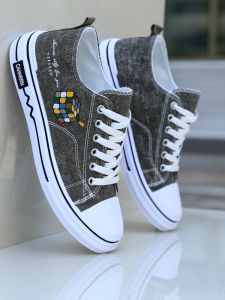 Trendy Mens Casual Shoes Breathable Low Top Canvas Sneakers Korean Style Retro Denim Sports Shoes Comfortable Flat Heel