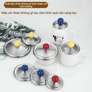 Nắp Ly Chống Bụi Inox với Tay Nắm Tròn Sáng Tạo
