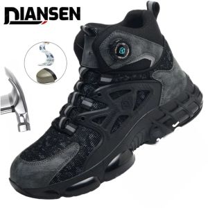 รองเท้าบูททำงานผู้ชาย ป้องกันเหล็ก ป้องกันการเจาะทะลุ ป้องกันการกระแทก หัวรองเท้าเสริมเหล็ก กันลื่น น้ำหนักเบา รองเท้านิรภัย สวมใส่สบาย สีดำ รองเท้าผู้ชาย