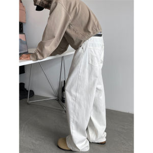 Cleanfit กางเกงยีนส์ทรงหลวมขาตรงสำหรับผู้ชาย สีดำ ทรงเอวกลาง ทรงเข้ารูป กางเกงขายาวทรงเข้ารูป สไตล์อเมริกัน แฟชั่นฤดูใบไม้ร่วง