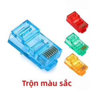 50/100 Chiếc RJ45 Cáp Ethernet Kết Nối Cat5/Cat5e Mạ Vàng Mạng Cắm Đầu Pha Lê Cho Máy Tính Phần Cứng Mạng