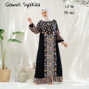 (COD) GAMIS SYAKILA BUNGA BATIK CAP
