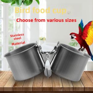 Stainless Steel Bird Feeder Water Cup Parrot Food Box Eight Brother Bird Feeding Cup Parakeet Feeder Pet Supplies Parrot Seed Tray