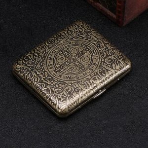 Hộp Đựng Thuốc Lá Kim Loại Cổ Điển Di Động Chứa 20 Điếu Kiểu Dáng Retro Phụ Kiện Hút Thuốc Bỏ Túi Quà Tặng Cho Nam Giới