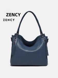 Túi Xách Nữ Zency Da Bò Thật Kiểu Hobo Dung Tích Lớn Đeo Vai Đeo Chéo Cầm Tay Thiết Kế Sang Trọng Kiểu Dáng Lười Có Tua Rua