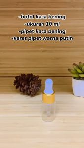Botol Pipet Kaca Bening Tutup Botol Gold 10 mL / Glass Bottle Pipette 10mL / Clear Glass Dropper Bottle - 1 PCS