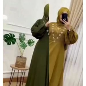SAKURA DRESS/gamis brokat bordir terbaru 2025 lebaran viral/gamis kondangan terbaru 2025/gamis bahan ceruty motif kekinian