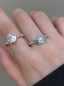 แหวนทรงเพชรน้ำแข็ง MUAOOK รุ่นใหม่ แหวนทรงเพชรน้ำแข็งแบบปรับได้ แหวนนิ้วชี้สุดเท่สำหรับผู้หญิง