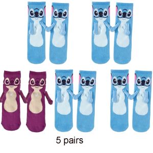 Disney Stitch Magnet Hand In Hand Sock Cartoon Fun Fashion Soft Comfortable Creative Adults children Christmas stocking toy gift