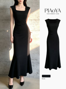 PIAOYA | Elegant Slim Black Dress