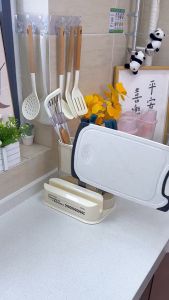 Giá đựng đũa để dao thớt khay đa năng đựng đồ nhà bếp hứng nước thông minh phong cách Hàn Quốc