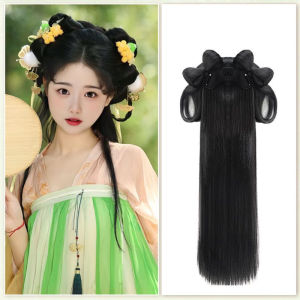 Integrated Hanfu Wig Ancient Style Hairpin Daily Hairdo Fake Hair for Women Heat Silk Fiber Hair Accessories