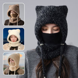 JIFANPAUL | Winter Warm Ear Protection Hoodie with Bear Ears and Neck Scarf for Women