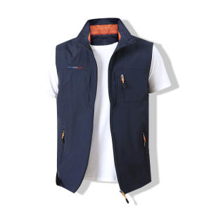 YGTOF Men Waistcoat Jackets Vest 2023 Spring New Solid Color Stand Collar Climbing Hiking Work Sleeveless with Pocket M-6Xl Brand Sale