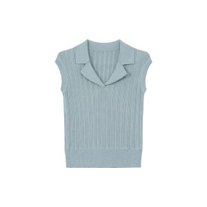 Simple Half Open Collar Womens Tank Top