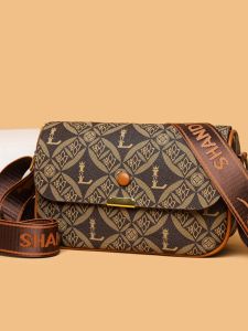 Fashionable Soft Leather Printed Shoulder Crossbody Bag for Women Medium Age Group 2024 New Style Casual All-Match Small Square Bag