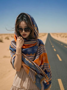 ผ้าพันคอผ้าคลุมไหล่สไตล์ชาติพันธุ์สำหรับผู้หญิง 2025 ฤดูใบไม้ร่วง/ฤดูหนาว ผ้าคลุมไหล่สองทาง อบอุ่น สำหรับการเดินทาง ถ่ายรูป ป้องกันแสงแดด