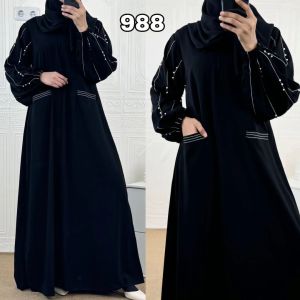 Abaya Gamis Hitam 988 Dubai Turky Muslim Abaya Fashion Wanita Terbaru