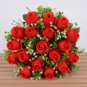 12/18 heads plastic rose bouquet Artificial flower big design for decoration wedding debut valentine