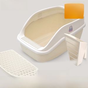 Extra Large Semi-Closed Cat Litter Box Cat Toilet Cat Sand Tray Cat Poop Pan Cat Urinal Cat Comfort Station Cat Waste Station