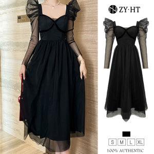 EraVogue เดรสผู้หญิง เดรสผิวดำ เดรสทรงเอ เดรสแขนยาว เดรสปาร์ตี้ เดรสออกงาน เดรสเซ็กซี่ เดรสเกาหลี ชุดออกแบบ 9538