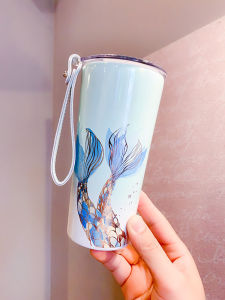 Starbuck Official Store Starbuck Cup 2022 Anniversary Celebration of The Ocean Goddess Fishtail Stainless Steel Rope Carrying Ladys Cup Starbuck Tumbler Starbuck Mug