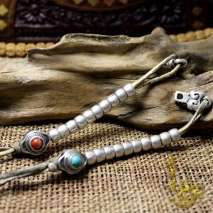 สไตล์ทิเบต สีขาว โลหะผสมทองแดง Lucky Cloud แขวนขนาดแหวนขนาดกลางขนาดใหญ่ขนาดเล็กพุทธสร้อยข้อมือลูกปัดอุปกรณ์เสริม