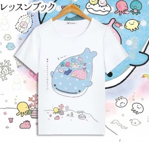Blue Whale Fish Jinbesan Cartoon Cute Short Sleeve Parent-Child Clothes Male and Female Student T-shirt Top Clothes