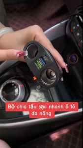 Tẩu Sạc Nhanh usb 12-24V2 Cổng usb Kèm 2 Cổng Sạc Xe Hơi có màn hính kỹ thuật số Hàng Cao Cấp
