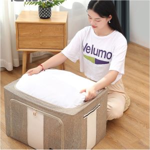 [Mua 6 tặng 1] (24-160L) Hộp Đựng Quần Áo Siêu Lớn Khung Thép Đa Năng Thùng Vải Đựng Đồ Đa Năng Gấp Gọn - 75x45x45cm