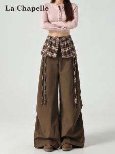 La Chapelle | Vintage Check High-waist Loose Faux Layered Wide Leg Pants