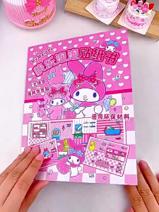 😊Sanrio Melody Magnetic Quiet Book Magnetic Sticker Magnet No Cutting Kuromi Princess Girl Handmade