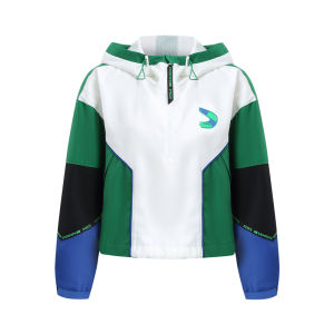 Color Block Hooded Short Jacket