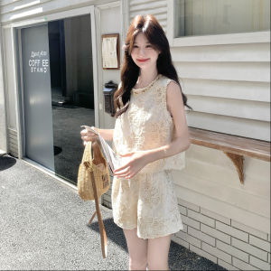YINLUOYA | Cute Sweet Girl Summer Outfit Womens Two-Piece Set Round Neck Short Sleeve Vest Shorts Adorable Fashionable 2025 New Arrival