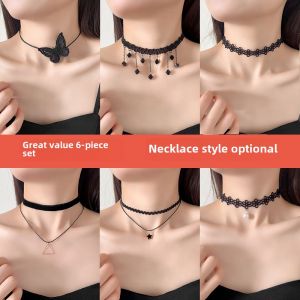 Elegant Black Lace Necklace Womens Choker Clavicle Chain Neck Accessory Fresh out Fashion Jewelry Korean Style Spring Summer