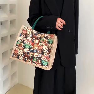 Homer Gamie Large Capacity Canvas Tote Bag Fashionable Bear Tote Bag