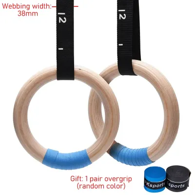 1 Pair Wood Gymnastics Rings with Adjustable Straps GYM Ring for Kids Adult Home Fitness Pull Up Strength Training 28/32mm