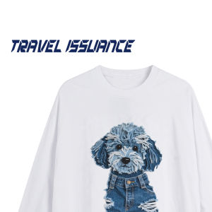 Áo Thun Dài Tay Rộng Rãi Thoải Mái in Hình Chú Chó Đáng Yêu Mùa Thu Thường Ngày Cho Cặp Đôi Áo Thun Cotton Thoáng Khí