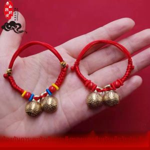 Colorful Tiger Head Baby Walker Bell Boys Girls Toddler Foot Chain Red Rope Bracelet Fashionable Ethnic Style Jewelry