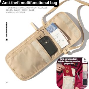 Business travel anti-theft neck hanging storage waterproof mobile phone passport bag